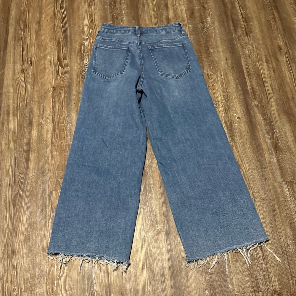 Oat Wide Leg Cropped Jeans Women's 2/26 High Rise Frayed Hem Denim - Picture 5 of 7